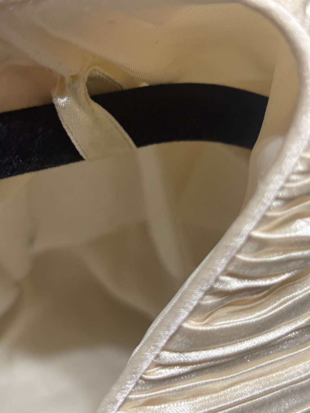Vintage Ivory Pleated Maxi Dress Statement Sleeves Rosette Formal 10 - Picture 5 of 16